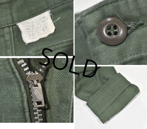 画像2: 【60's】【米軍実物】ビンテージ Ｗステッチ OG107 ベイカーパンツ【ユーティリティパンツ】34×33  (2)