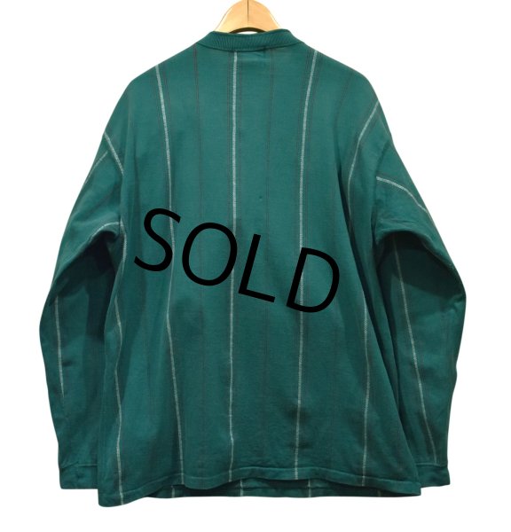 画像3: ~90's【USA製】【ビンテージ】【エディーバウアー】黒タグ【緑xストライプ】【ヘンリーネックロンT】【サイズXL】  (3)