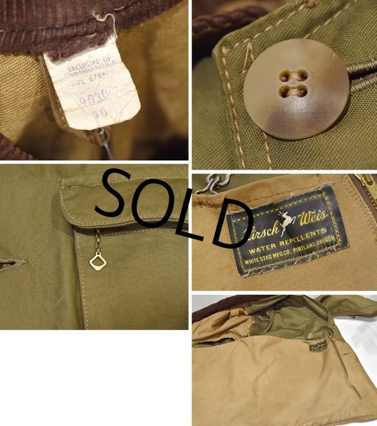 画像2: 50's【ビンテージ】【HIRSCHWEIS】ハーシュワイス ホワイトスタッグ 襟コーデュロイ【ブラウン】【ハンティングジャケット】【サイズUS40】   (2)