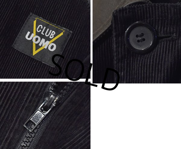 画像2: ビンテージ【CLUB UOMO】【黒】【コーデュロイx襟レザー切替】【中綿入りジャケット 】【サイズL程度】  (2)