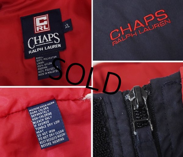 画像2: 90's ビンテージ【CHAPS】【Ralph Lauren】【チャップスラルフローレン】【黒×赤】【ダウンジャケット】【サイズXL】  (2)