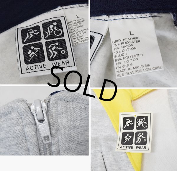 画像2: ~90's【未使用】【ACTIVE WEAR】アクティブウェア【グレー×紺×黄色】トラックジャージ【スウェットジャージ】サイズL  (2)