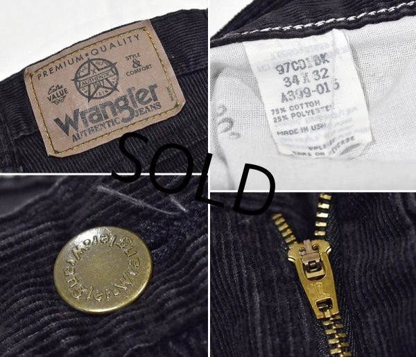 画像2: ビンテージ【USA製】Wrangler【ラングラー】【黒・ブラック】【コーデュロイパンツ】【34X32】  (2)