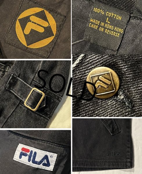 画像2: 【ビンテージ】【FILA】オールド フィラ ブラックデニム コート【ブラックデニムジャケット】【サイズL】  (2)