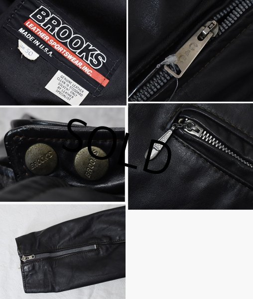 画像2: 80's~ USA製【ビンテージ】【ブルックス】【Brooks】【黒】【ボアライナー付き】【シングルライダースジャケット】【サイズ50】  (2)