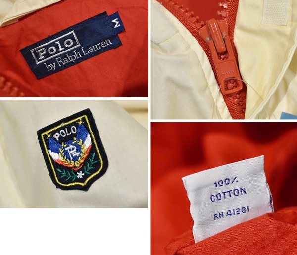 画像3: 【ビンテージ】【POLO RALPH LAUREN】【ラルフローレン】【ナチュラルx袖青ライン】【コットンパーカー】【サイズM】  (3)