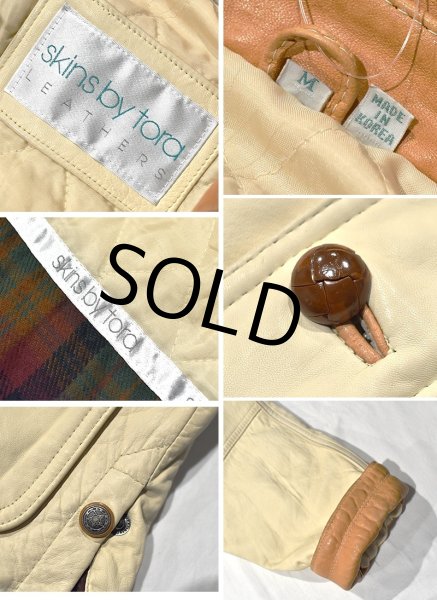 画像2: 【ビンテージ】【skins by tora】スキンズバイテラ【ナチュラルxキャメル】【レザーコート】【サイズM】  (2)
