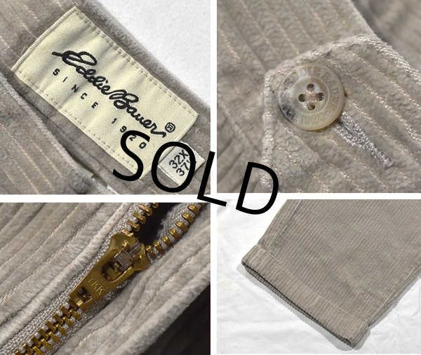 画像2: 90's~  ビンテージ【Eddie Bauer】【エディーバウアー】【ライトベージュ】【2タック】太畝【コーデュロイパンツ】【W32】  (2)