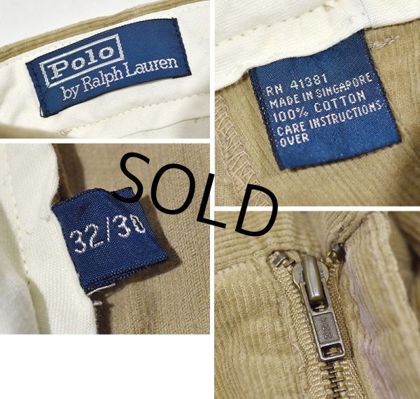 画像2: 【ラルフローレン】POLO RALPH LAUREN【ベージュ】【２タック】【コーデュロイパンツ】【32X30】  (2)
