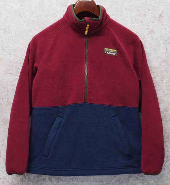 画像1: 【ビンテージ】L.L.Bean【ＬＬビーン】【エンジｘ紺】【ハーフジップ】【フリース】プルオーバーフリース レディース古着【サイズW-S】  (1)