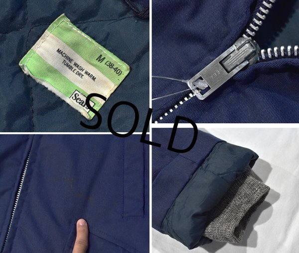 画像2: ~80's【ビンテージ】【SEARS】【シアーズ】【紺】【中綿入り】【ワークジャケット】【サイズM】  (2)