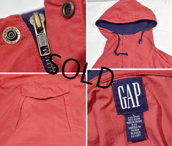 画像2: 【ビンテージ】【オールドギャップ】【GAP】【赤】アノラックパーカー【サイズL】  (2)