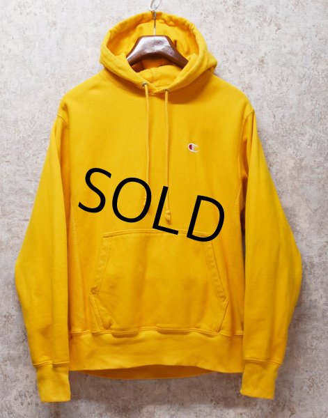 画像1: 【チャンピオン】【Champion】【イエロー】【無地】【リバースウィーブパーカー】【サイズM】  (1)