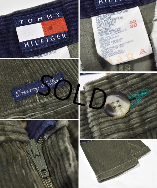 画像2: 【トミーヒルフィガー】【TOMMY HILFIGER】【オリーブグリーン】2タック【コーデュロイパンツ】【33×30】  (2)