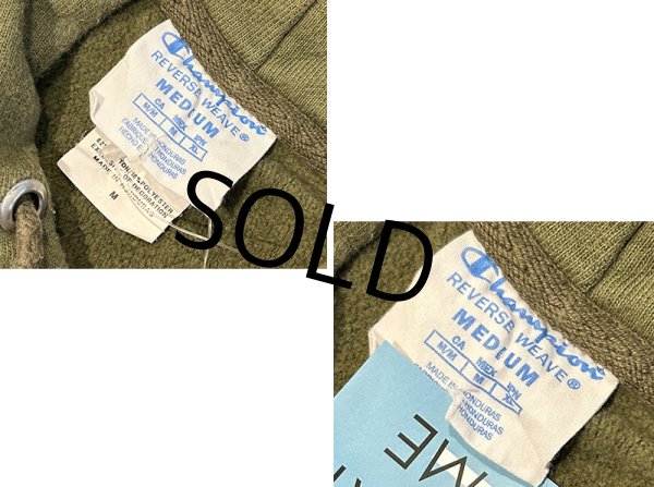 画像2: 【チャンピオン】【Champion】【オリーブグリーン】【目無し】【無地】【リバースウィーブパーカー】【サイズM】  (2)