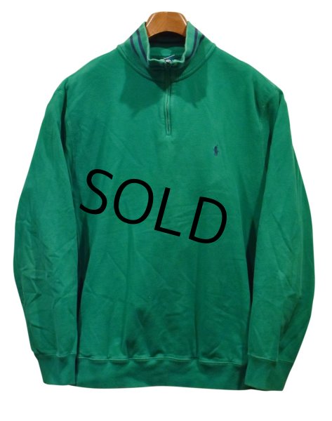 画像1: 【ラルフローレン】POLO RALPH LAUREN【緑×紺ライン】【ハーフジップ】【スウェット】【サイズXL】  (1)