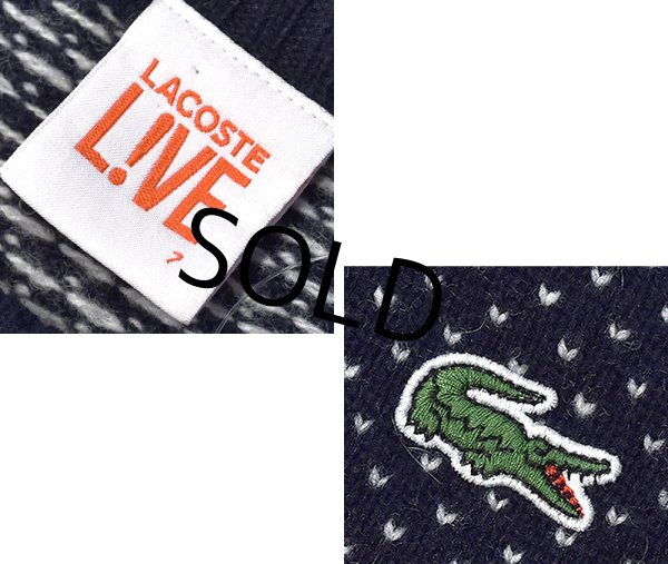 画像2: 【LACOSTE LIVE】ラコステライブ【紺x白】【バーズアイ柄】セーター【サイズ7】  (2)