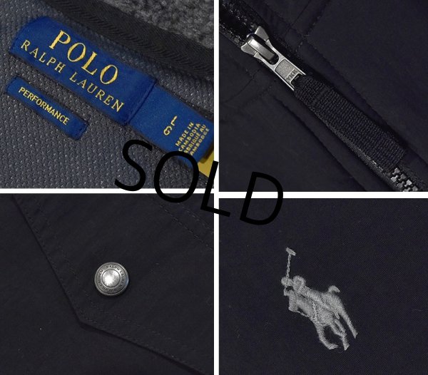 画像2: 【ラルフローレン】グレーｘ黒ナイロン【フリース】【フルジップジャケット】【サイズＬ】  (2)