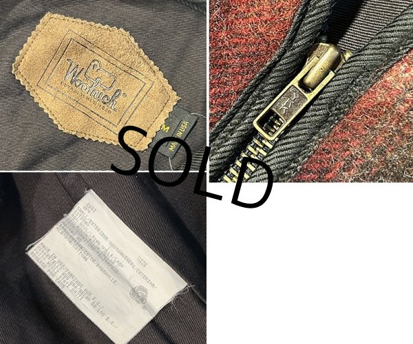 画像2: 90’s【USA製】【ビンテージ】Woolrich【ウールリッチ】【黒×赤チェック】【ジップアップウールベスト】【サイズM】  (2)