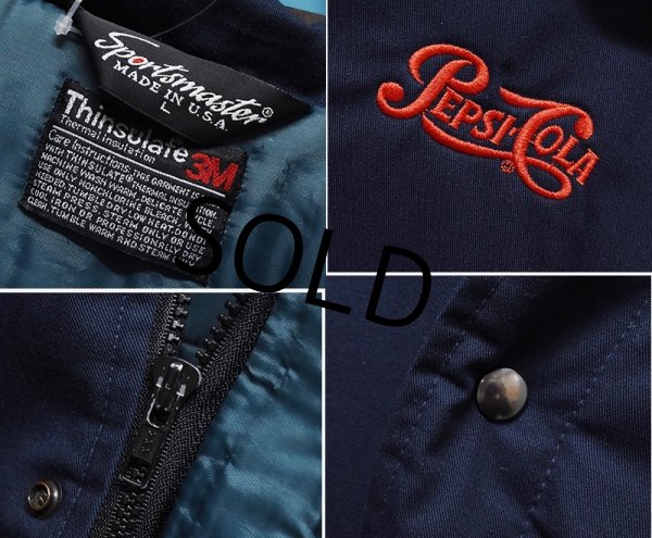 画像2: 90’s~【USA製】ビンテージ【スポーツマスター】 【SPORTSMASTER】PEPSI COLA【紺】【フード付き】【中綿入りジャケット】【サイズL】  (2)