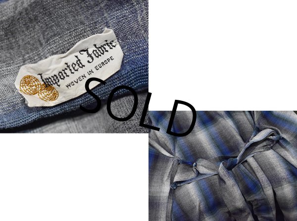 画像2: 70’s【ビンテージ】オンブレチェック【シャドーチェック】レーヨンガウン【ローブ】   (2)