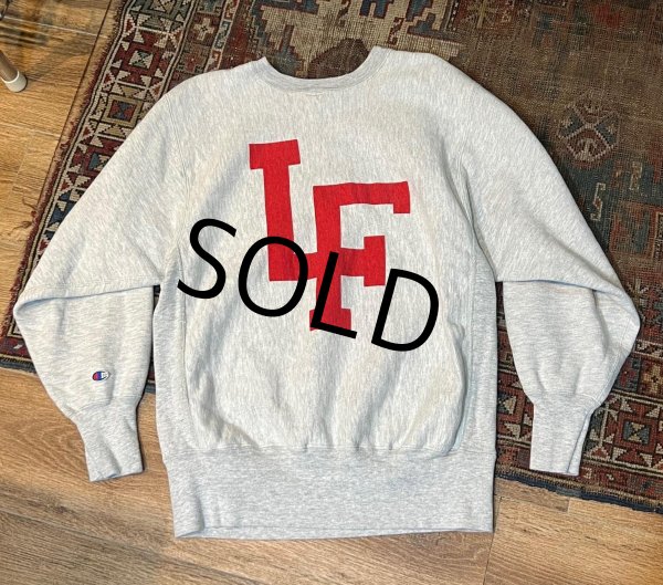 画像3: 90’s USA製【ビンテージ】【Champion】【チャンピオン】染み込みプリント【リバースウィーブ】【LAKE FOREST LACROSSE】バックプリント【グレー】【スウェット】【サイズL】  (3)