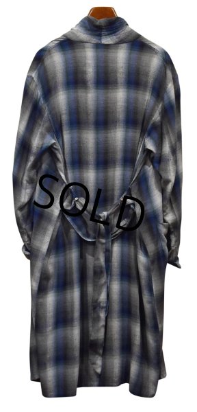 画像3: 70’s【ビンテージ】オンブレチェック【シャドーチェック】レーヨンガウン【ローブ】   (3)