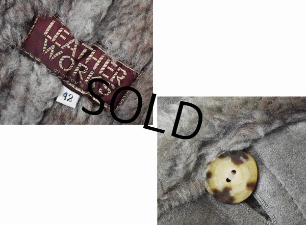 画像2: 【ビンテージ】【Macy's】【メーシーズ】【LEATHER WORKS】グレー【ムートンコート】ムートンジャケット【US42】  (2)