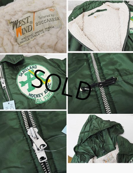 画像2:  80’s~【ビンテージ】【WESTWIND】緑【SKATE LAND HOCKEY ASSOC】ナイロン【裏ボアジャケット】【サイズXL】  (2)