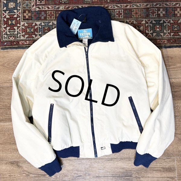 画像1: 【80's】【USA製】【Woolrich】ウールリッチ【TETON】【生成り×紺】【ジップアップブルゾン】【裏フリースブルゾン】サイズＸＬ  (1)