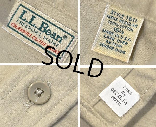 画像2: デッドストック USA製【ビンテージ】【L.L.Bean 】【ＬＬビーン】オフホワイト【シャモアクロスシャツ】【15 1/2】  (2)