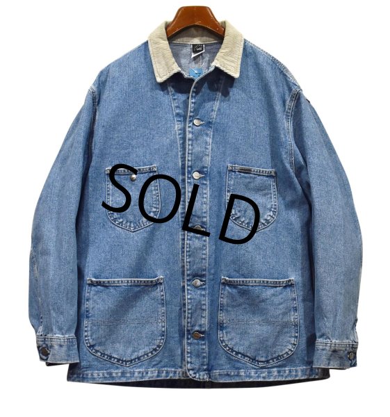 画像1: 90's【USA製】【ビンテージ】【Lee】【Lee RIVETED】リー【襟コーデュロイ】【デニムカバーオール】サイズL  (1)