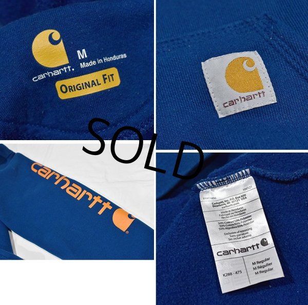 画像2: 【ビンテージ】【カーハート】carhartt【青】ロゴ入り【パーカー】【サイズ M】  (2)