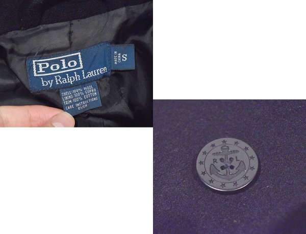 画像2: 【ラルフローレン】【Ralph Lauren】【Pコート】【黒】【10ボタン】【ウールコート】【サイズS】  (2)