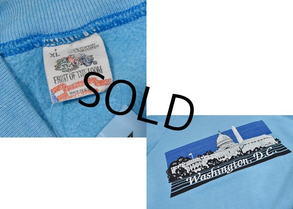 画像2: 90's【USA製】ビンテージ【FRUIT OF THE LOOM】【フルーツオブザルーム】【Washington】水色【スウェット】【サイズXL】  (2)
