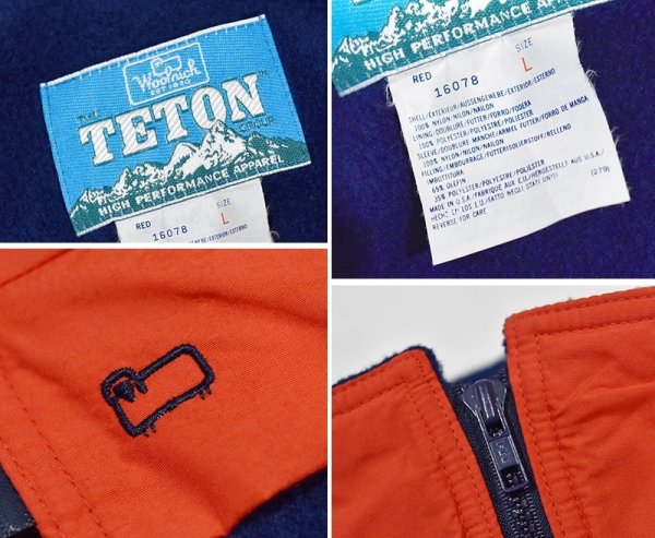 画像2: 【80's】【USA製】【Woolrich】ウールリッチ【TETON】【赤×紺】【ジップアップブルゾン】【裏フリースブルゾン】サイズL  (2)
