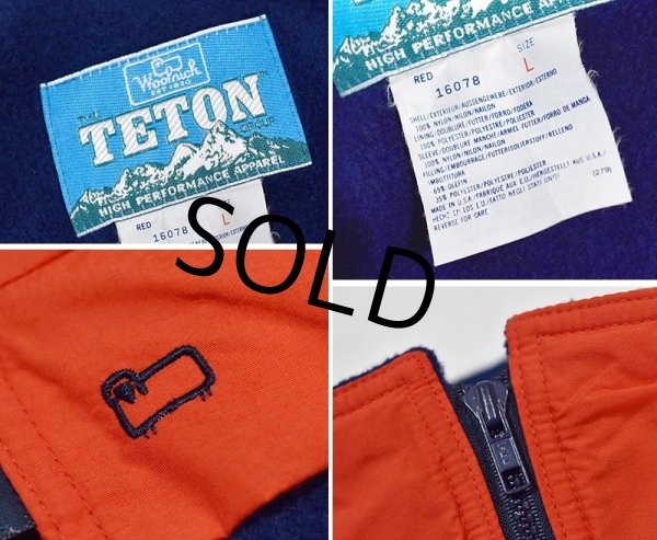 画像2: 【80's】【USA製】【Woolrich】ウールリッチ【TETON】【赤×紺】【ジップアップブルゾン】【裏フリースブルゾン】サイズＬ  (2)