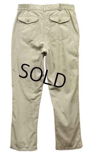 画像4: 90's【ビンテージ】【L.L.Bean】【エルエルビーン】【裏地ブラックウォッチ】【コットンパンツ】１タック【ベージュ】【33×30】  (4)