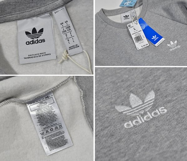画像2: 新品未使用【adidas】【アディダス】グレー【胸ロゴ】【スウェット】【サイズL】  (2)