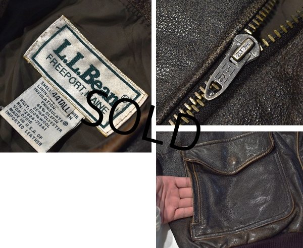 画像2: ~80's【USA製】【ビンテージ】【LLビーン】【L.L.bean】A-2タイプ レザージャケット【サイズ44TALL】  (2)