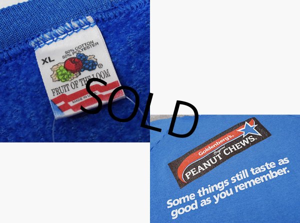 画像2: 【USA製】【ビンテージ】【フルーツオブザルーム】【Peanut chews】【青】【スウェット】【サイズXL】  (2)