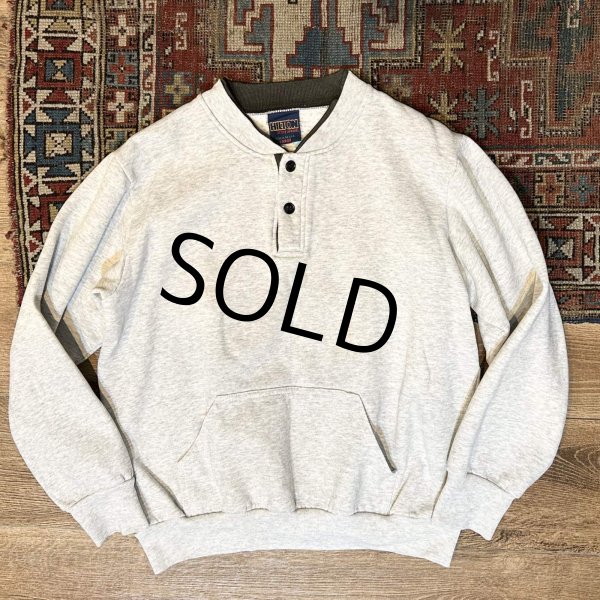 画像1: 90's【USA製】【ビンテージ】【HILTON】【グレー×黒】【ヘンリーネックスウェット】M  (1)