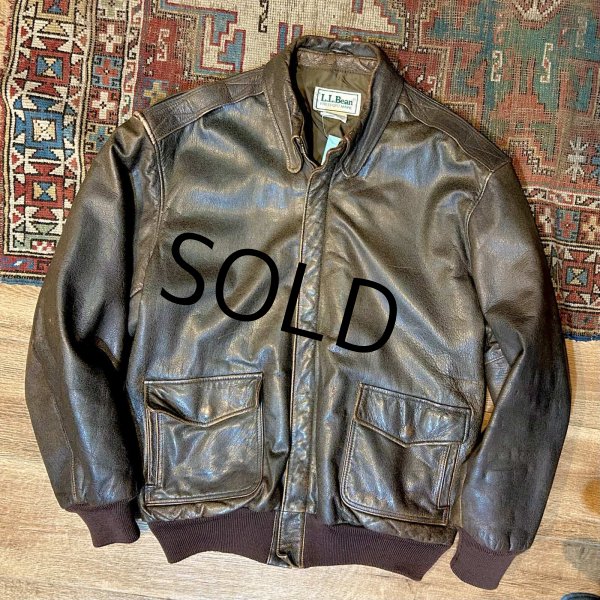 画像1: ~80's【USA製】【ビンテージ】【ＬＬビーン】【L.L.bean】A－２タイプ レザージャケット【サイズ４４TALL】  (1)