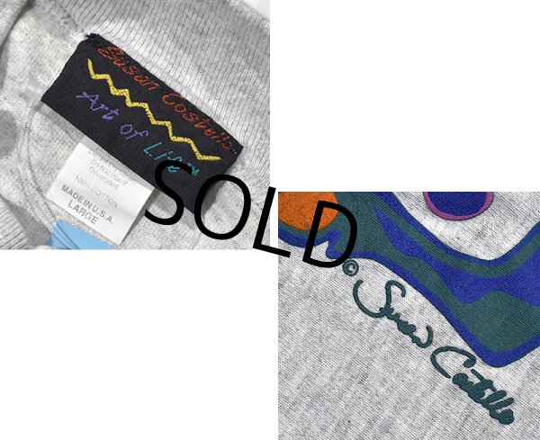 画像2: 【90’s】USA製【Susan Costello Art of Life】ビンテージ【ALASKA】トナカイ【グレー】【コットンシャツ】【モックネックロンT】【サイズL】  (2)