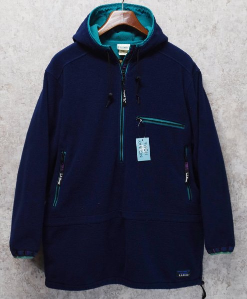 画像1: 90's 【L.L.Bean】ビンテージ【ＬＬビーン】ポーラテック【WIND BLOCK SERIES】紺ｘエメラルドグリーン【ハーフジップフリースパーカー】アノラック サイズW-L  (1)