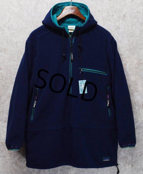 画像1: 90's 【L.L.Bean】ビンテージ【ＬＬビーン】ポーラテック【WIND BLOCK SERIES】紺ｘエメラルドグリーン【ハーフジップフリースパーカー】アノラック サイズW-L  (1)