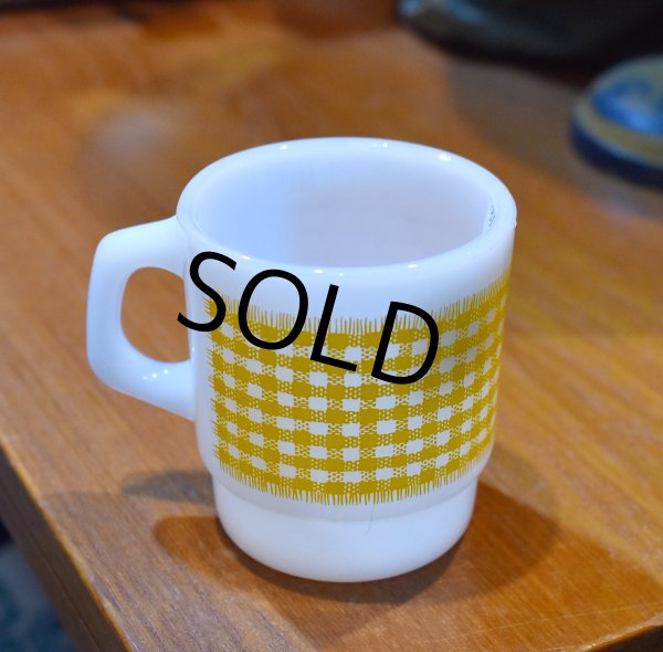 画像3: 【Fire King】【ファイヤーキング】【イエローギンガムチェック】【スタッキングマグ】【マグカップ】  (3)