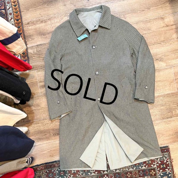 画像4: 【イタリー製】【ビンテージ】【ベージュ×緑千鳥格子】【リバーシブル】【ステンカラーコート】  (4)