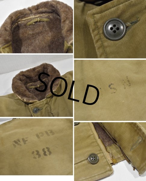 画像2: 40's【ビンテージ】【米軍実物】【U.S.NAVY】【N-1】【バックステンシル入り】【デッキジャケット】【US38程度】  (2)