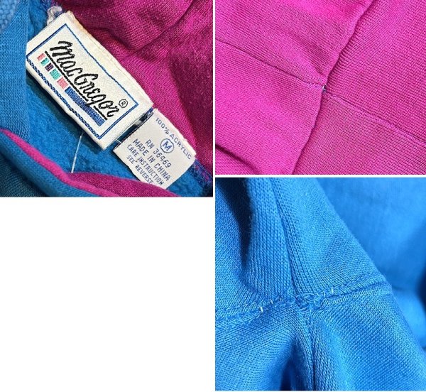 画像2: 80’s【ビンテージ】マクレガー【McGREGOR】ターコイズxピンク【切り返し】【アクリルパーカー】【サイズM】  (2)